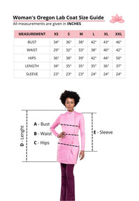 Thumbnail for Dra Cherie Women's Pink Oregon Lab Coat Size Guide